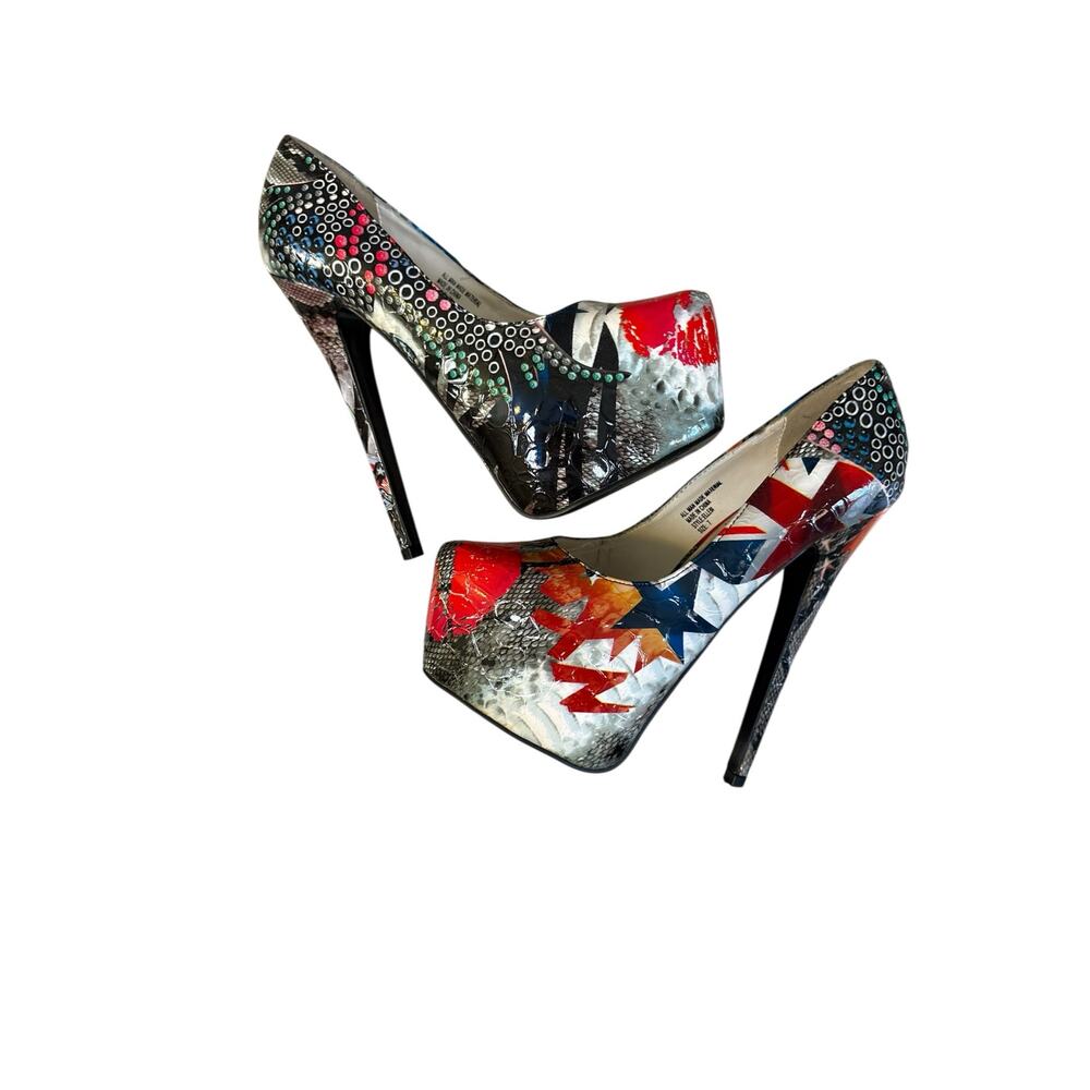 Vintage Y2K Indie Sleeze Platform Pop Art Graphic 6" Stiletto Heel Pumps Club